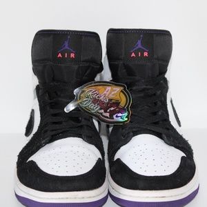 Men's Jordan 1 Mid SE White/Black/Varsity Purple 852542-105 Size 10